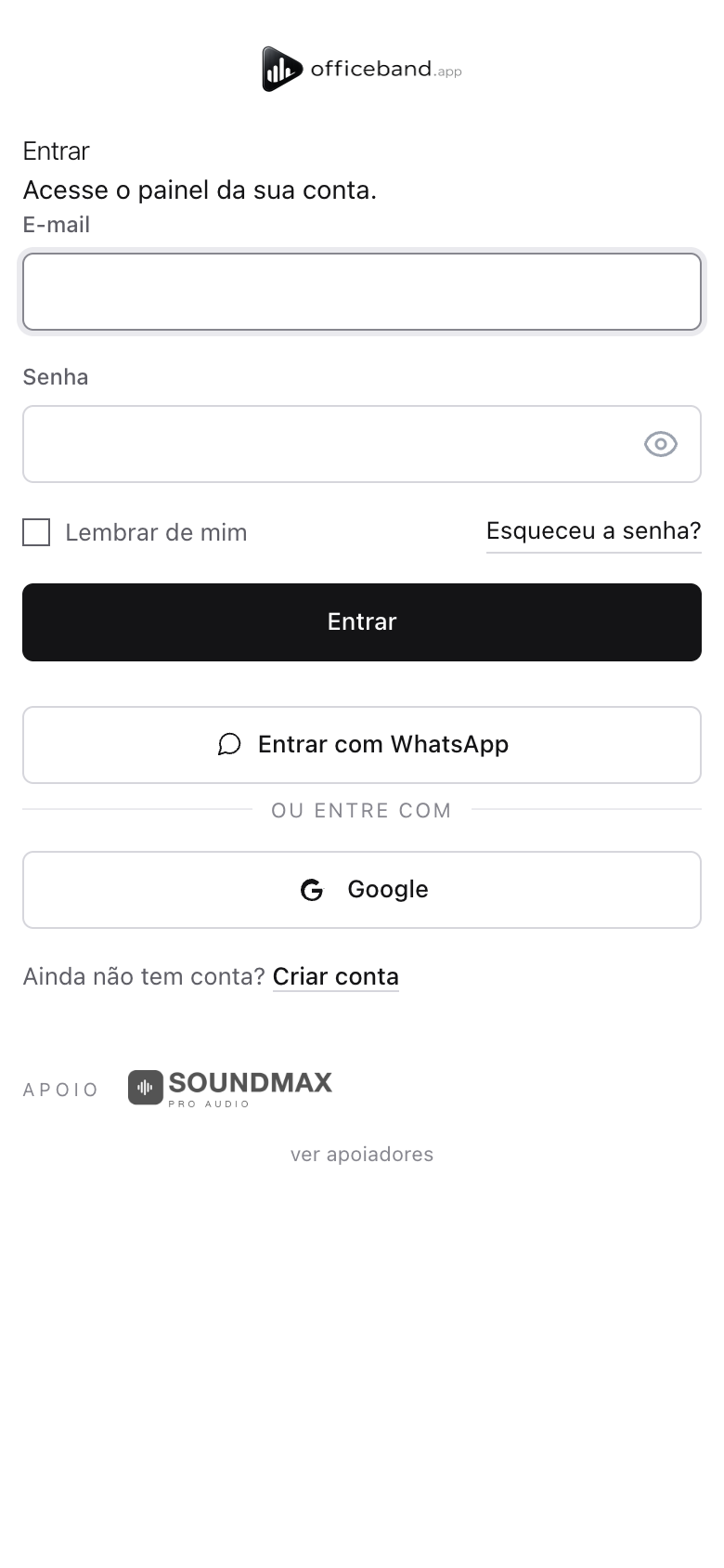 Anúncio na tela de login